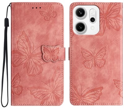 Coverup Hoesje - Geschikt voor OPPO Reno14 Hoesje - Coverup Vlinders Book Case - Pink
