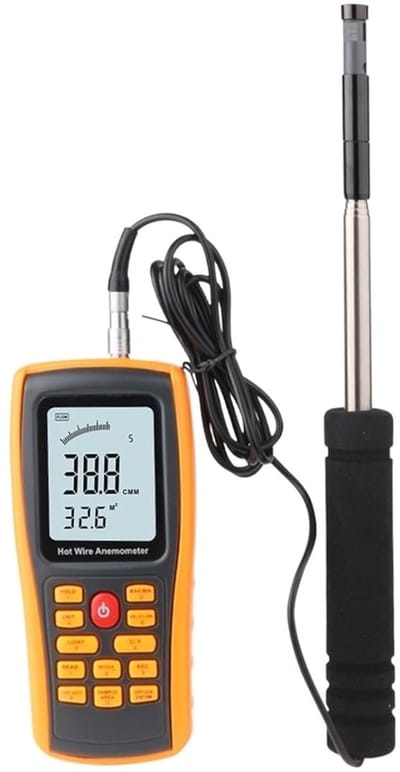 Digitale Windmeter - Anemometer Thermometer - Buitenactiviteiten Meten - Groot LCD Display - 10 g - Zwart
