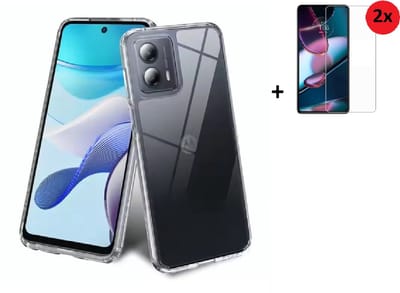 Pearlycase Hoesje Silicone Geschikt voor Motorola Moto G85 Transparant - Siliconen - Moto G85 Screenprotector - Hoesje Transparant Case + 2x Screenprotector
