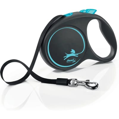 Flexi Black Design - Hondenriem Rollijn - Blauw - L - 5 meter - Grote en Actieve Honden