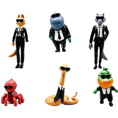 Nieuwe Film The Bad Guys Actiefiguur Speelgoed Kawaii Wolf Piranha Slang Haai Tarantula Anime Pop PVC Dier Speelgoed Verjaardagscadeau black