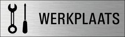 Werkplaats deurbordje met zelfklevende strip