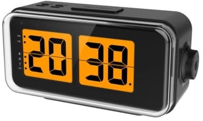 Just a Minute Digitale wekker Retro look -Radio gestuurde alarmklok - / 2 alarmtijden in te stellen / stille wekker / sleep function / Automatisch nachtstand / geeft licht wanneer aangeraakt / ideaal voor in de slaapkamer / maar ook leuk op buro