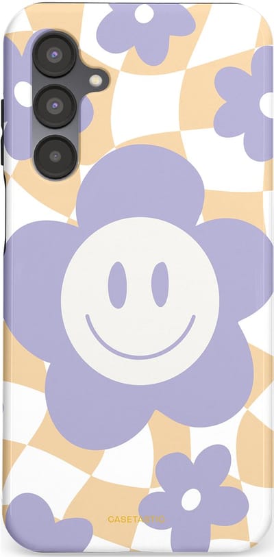 Casetastic hoesje geschikt voor Samsung Galaxy A16 - Dubbellaagse bescherming - Madeliefjes magie - Fashion Case - Lila Wit Zand Lichtgrijs