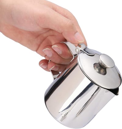 Koffiemok van RVS met Deksel voor Melkopschuimen en Latte Art - Ideaal voor Kantoor en Keuken, Verkrijgbaar in 250ml tot 1500ml
