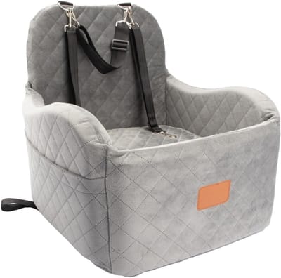 Verhoogde Hondenautostoel - Reismand Auto - Veilig Reizen - Traagschuim Vulling - 15 cm Verhoging - E-Grey