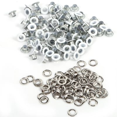 100 sets 4 mm ronde metalen oogjes scrapbooking kaartgat leerbewerking kledingaccessoire (Wit) wit