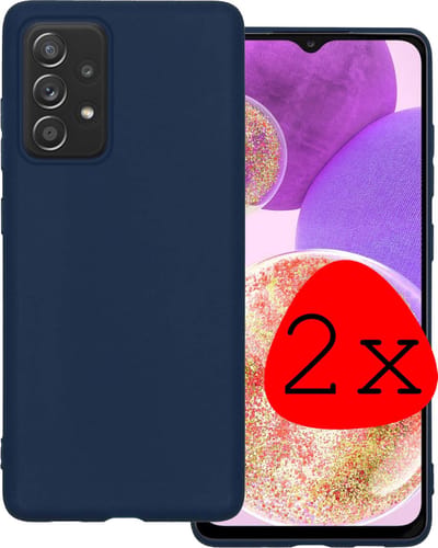 Hoesje 2 Stuks - Geschikt voor Samsung Galaxy A23 - Sterk & Shockproof - Case Siliconen - Back Cover - Telefoon Hoes - Donkerblauw