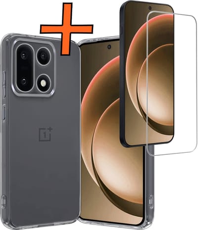 Hoes - Met Screenprotector - Geschikt voor OnePlus 15 - Sterk & Shockproof - Back Cover - Siliconen Case - Telefoon Hoes - Transparant