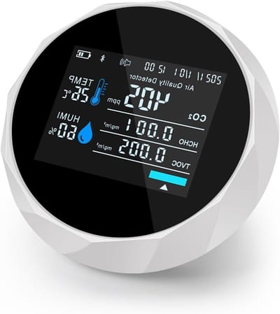 Luchtkwaliteit Monitor - HCHO TVOC Meter - Binnenlucht Meten - 5-in-1 Multifunctioneel - 1500mA Batterij - Wit