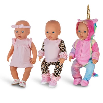 Isa's Friends® - Poppenkleding - Setje 3 outfits - Kleertjes geschikt voor o.a. BABY born - 43 cm - Geschenkverpakking