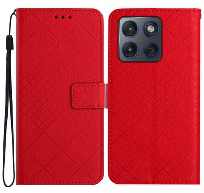 Coverup Hoesje - Geschikt voor Motorola Edge 70 Hoesje - Coverup Rhombus Book Case - Rood