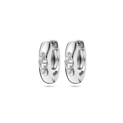 Zilver Gerhodineerd Klapoorringen Zirkonia 1338238