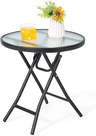 Betaalbare Goederen® bijzettafel - glas - buiten - tuintafels - tuintafel rond - bijzettafels - bijzettafel buiten - bijzettafel tuin - bijzettafel rond