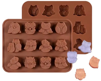 Siliconen mal - Uiltjes - Uilen bonbons - Chocoladevorm Bruin - Ijsblokjes - 12 uiltjes - 19/15CM - 1 stuk 0 Siliconen - Zeepvorm - Bakvorm - Mal - Mold - CHPN