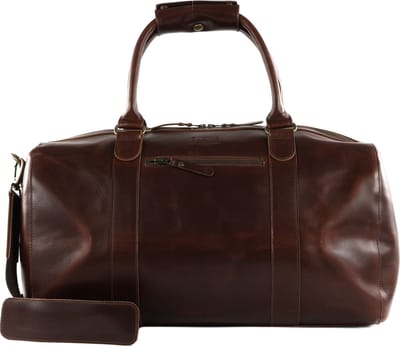BUCKLE & SEAM Leren Reistas Willow New Stripes Weekender Brown Donkerbruin