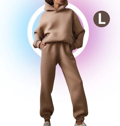 Livano Joggingpak Dames - Huispak - Trainingspak - Volwassenen - Capuchon - Jogging Pak - Joggingspak - Khaki - Maat L