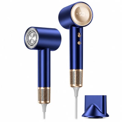 Haardroger - 1600 W - 110000 rpm - warme en koude lucht met ionenfunctie - enkele diffuser - blauw