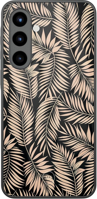 Hoesje geschikt voor Samsung Galaxy A56 - Palm silhouette - Hard Case Zwart Back Cover - Natuur - Zwart, Bruin - Mooie Telefoonhoesjes
