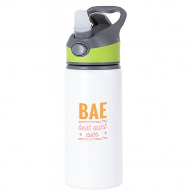 Hacebo® - beste tante ever waterfles met rietje groen - Tante - uw tante - liefste tante - verjaardag - cadeau - kado - bedankje - water fles - 650ML