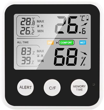 Temperatuur en Vochtigheid Meter - Hygrometer Binnen - Klimaat Beheersing - Snelle Updates - 9 cm - Zwart