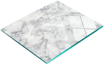 Keukenplank van gehard glas met afbeeldingen, wit marmer, 60x52 cm