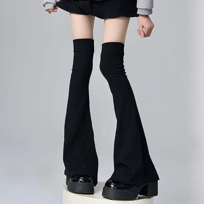 Harajuku Y2K Meisje Gotische Lolita Over de Knie Beenwarmers Accessoires Jk Hoorn Kousen Retro Esthetiek Gestapelde Beenhoezen Mouwen One Size black