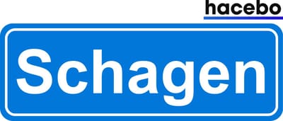 Hacebo - Plaatsnaam Sticker - 29x10 CM - Schagen sticker - Verkeersborden sticker - grappige cadeaus - Schagen