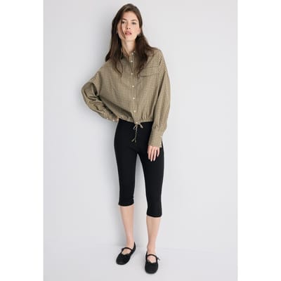 Stradivarius Geruit ballonoverhemd  Kaki XS