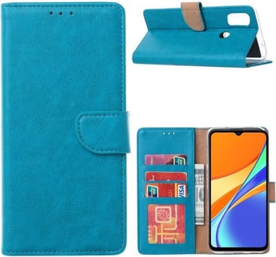 LuxeBass Hoesje geschikt voor Xiaomi Redmi 9C - Bookcase Turquoise - portemonnee hoesje gsm hoesje - telefoonhoes - telefoonhoesjes