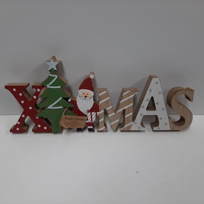 Kerst decoratie - Houten staande letters Xmas