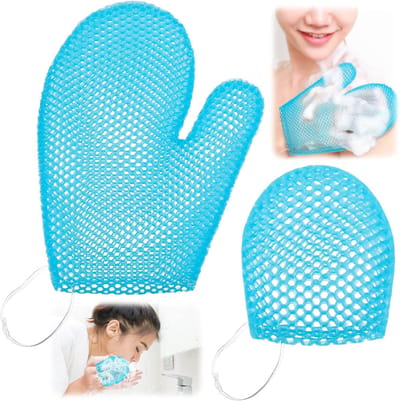 Exfoliërende Scrubber Set - Honingraat Spons - Gezicht en Body - Groot Contactgebied - 245 x 18 cm - Blauw