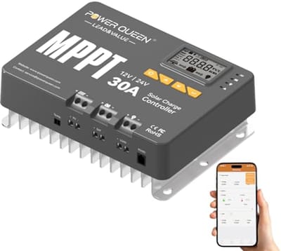 12/24 V 30 A MPPT Zonnelaadregelaar met Bluetooth en LCD-Display - Compatibel met LifePO4 en Verzegelbare Loodzuurbatterijen