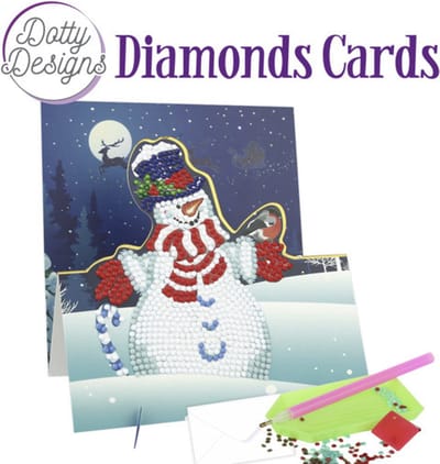 Diamond Painting Dotty Design Diamonds Cards | Snowman with Bird