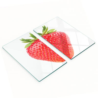 Multifunctionele decoratieve snijplanken van gehard staal voor de keuken, aardbeimotief, 2x30x52 cm