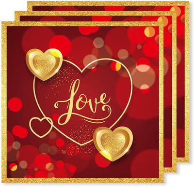BRENZOOS- Servetten 20 Stuks - Papieren Servetten 33 x 33 cm - Gouden Hart - Tafeldecoratie - Bruiloft - Valentijnsdag - Hoogwaardige Absorberende Papier - Feestservetten