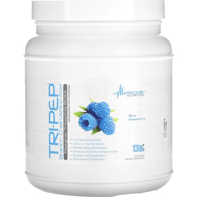 Metabolic Nutrition, Tri-Pep, Acides Aminés à Chaîne Ramifiée, Framboise Bleue, 14.1 oz (400g)