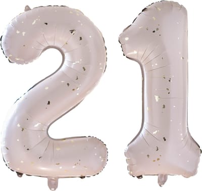 Ginger Ray - Folieballon cijfer 21 - nude en gold - 66 cm
