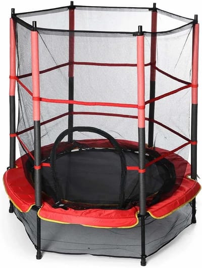 Kinderen Trampoline - Springkussen Indoor - Binnen Spelen - Stil en Soepel Stuiteren - 140cm Diameter - Rood Zwart