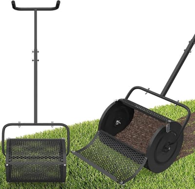 Compoststrooier - Gazonstrooier Verspreider - Gazon Verzorgen - Ergonomische U-handgreep - 42 cm mand - Zwart