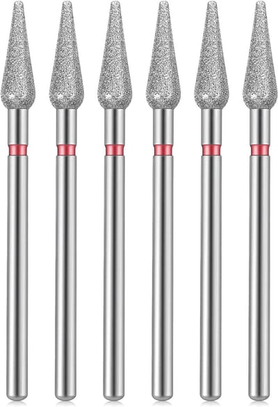 Nagelboor Set - Manicure Pedicure Bits - Nagelverzorging Thuis - Professionele Kwaliteit Roestvrij Staal - 3/32 Inch Handvat - Zilver Rood
