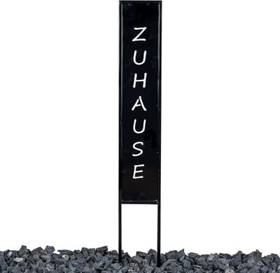 Decoratieve tuinsteker huis zwart metalen staander tuinornament 83 cm hoog