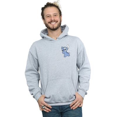Disney Heren Lilo And Stitch Achterzijde Borst Print Hoodie (Sportgrijs)