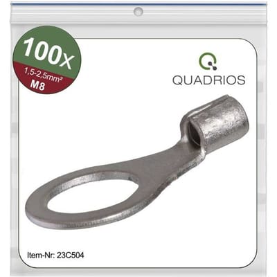 Quadrios 23C504 Ringkabelschoen Dwarsdoorsnede (max.): 2.5 mm² Schachtdiameter: 8.5 mm Ongeïsoleerd 100 stuk(s)