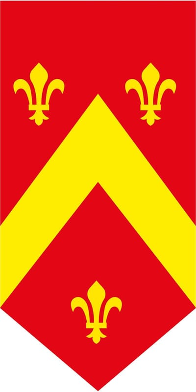 CHRISTIANFABRICATIONS - Rood middeleeuws verticaal spandoek 25 x 50 cm van papier