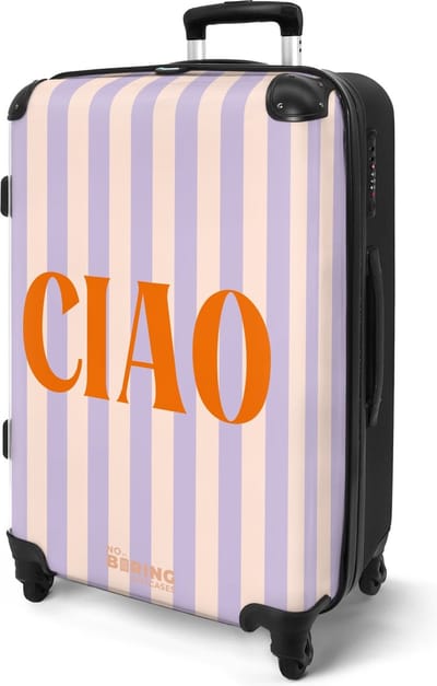 NoBoringSuitcases.com® - Paarse koffer groot - Rolkoffer lichtgewicht met print - Reiskoffer paars met 4 wielen - Luggage suitcase - Grote reis trolley XL - 20 kg bagage - Ruimbagage