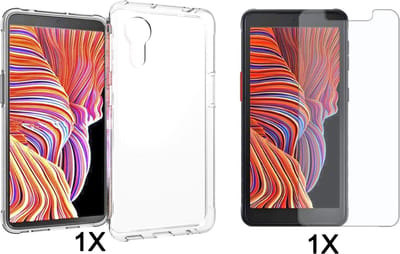 Casemania Hoesje Geschikt voor Samsung Galaxy XCover 5 - Transparant + Tempered Glazen Screenprotector - Anti Shock Back Cover