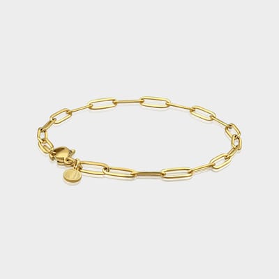 Paperclip Armband 3 mm - Gouden Schakelarmband - 19 cm lang - Armband Heren - Olympus Jewelry