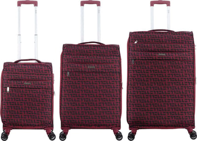 ELLE Couture Zachte Kofferset 3-Delig / Trolleyset / Reiskofferset Rood - Rood / Set