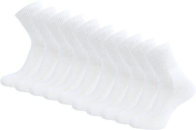 10 paar Badstof Quarter Sneakersokken - Halfhoge Werk & Sportsokken - Extra gevoerd - Naadloos - Unisex - SQOTTON® - Wit - Maat 35-38